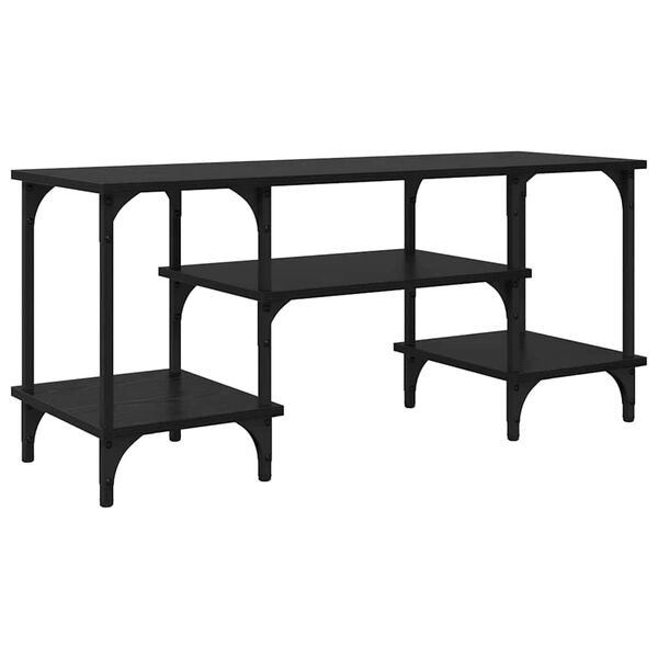 vidaXL TV-kast Zwart Eiken 102 x 35 x 45,5 cm Gemonteerd hout en ijzer