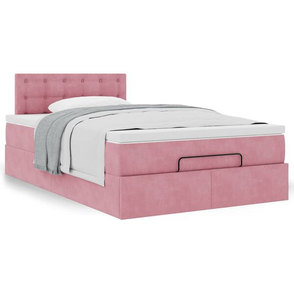 vidaXL Bed poef met matras 120x190 cm fluweel roze