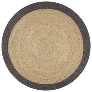 vidaXL Vloerkleed handgemaakt met donkergrijze rand 120 cm jute