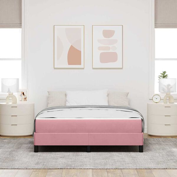 vidaXL Boxspringbed met matras Roze 140 x 210 cm Stof