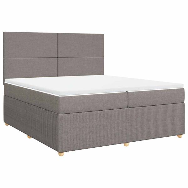 vidaXL Boxspring met matras stof taupe 200x200 cm