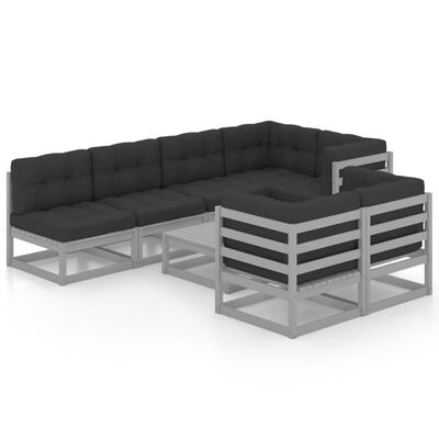 vidaXL 8-delige Loungeset met kussens massief grenenhout