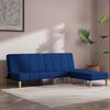 vidaXL Slaapbank 2-zits met hocker stof blauw