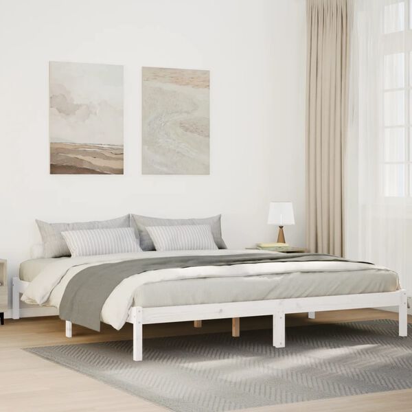 vidaXL Bedframe extra lang zonder matras grenenhout wit 180x210 cm