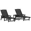 vidaXL Ligstoel 3 st Polyetheen Zwart