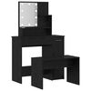 vidaXL LED Make-up Tafel Set 2 st Zwart Eiken 86,5 x 35 x 136 cm