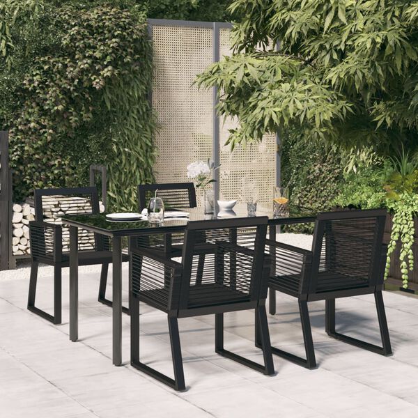vidaXL 5-delige Tuinset PVC-rattan zwart