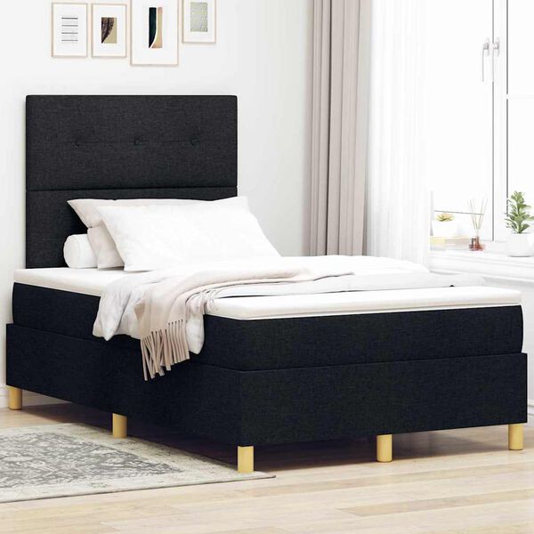 vidaXL LED Box Spring Bed met matras Zwart 120 x 190 cm Stof