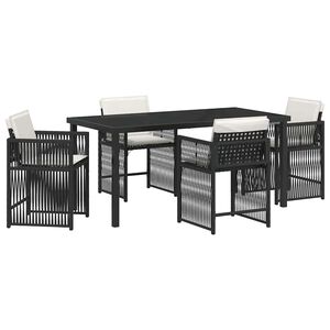 vidaXL Tuin eettafelset 5 pcs Zwart poly rattan