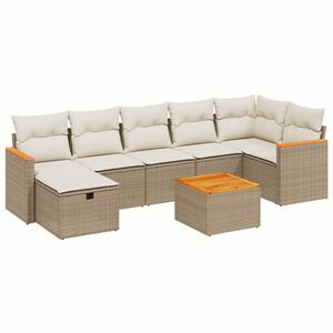 vidaXL 7-delige Loungeset met kussens poly rattan beige