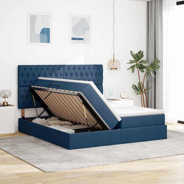 vidaXL Opslag bed met matras met opslag Blauw 180 x 200 cm Nep Leer