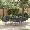 vidaXL Tuin eettafelset 7 pcs Zwart en Grijs PE Rattan