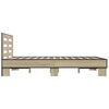 vidaXL Bedframe bewerkt hout metaal sonoma eikenkleurig 135x190 cm