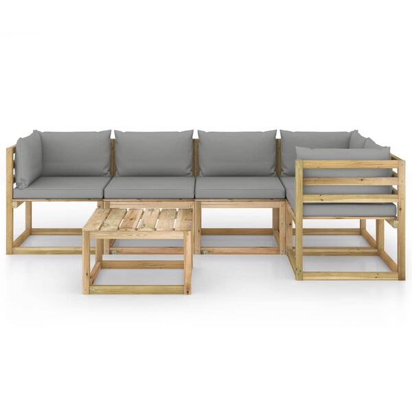 vidaXL 6-delige Loungeset met kussens ge&iuml;mpregneerd grenenhout