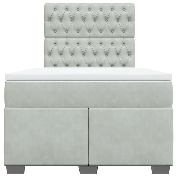 vidaXL Boxspring met matras fluweel lichtgrijs 120x190 cm