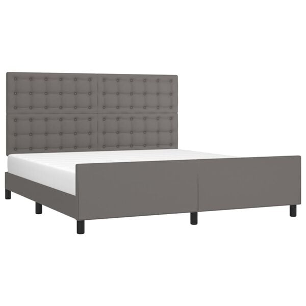 vidaXL Bedframe met hoofdbord kunstleer grijs 180x200 cm