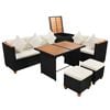 vidaXL 7-delige Loungeset met kussens poly rattan zwart