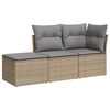 vidaXL 3-delige Loungeset met kussens poly rattan beige