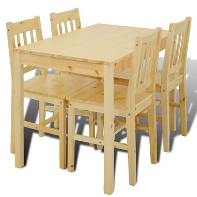 vidaXL Eettafel met 4 stoelen hout naturel