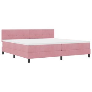 vidaXL LED Box Spring Bed met hoofdeinde Roze 200 x 200 cm Fluweel