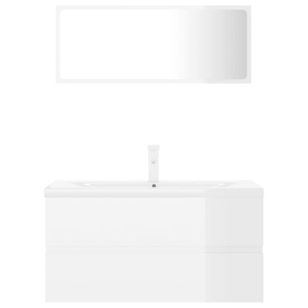 vidaXL Badkamermeubelset spaanplaat hoogglans wit