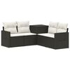 vidaXL Bankstel 5 st Zwart en Cream Wit Poly Rattan en Staal