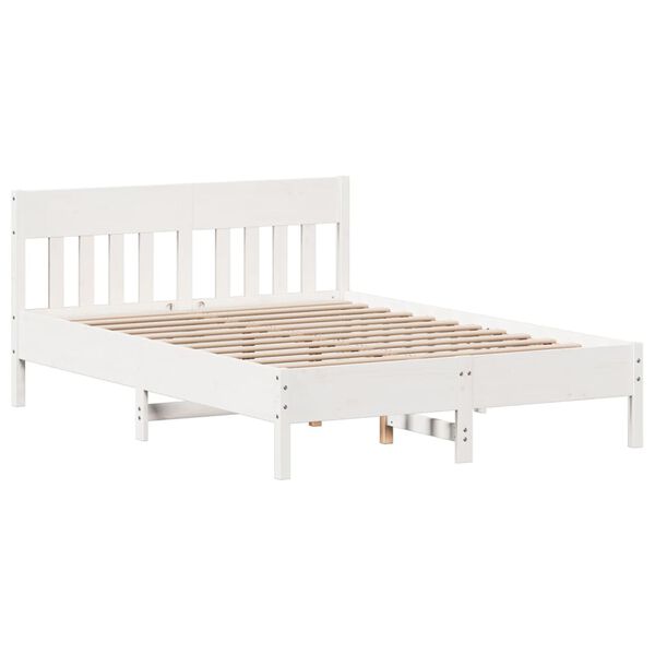 vidaXL Bedframe zonder matras massief grenenhout wit 135x190 cm