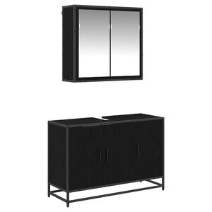 vidaXL Badkamermeubelset 2 st Zwart Eiken 90 x 33 x 60 cm Bewerkt hout