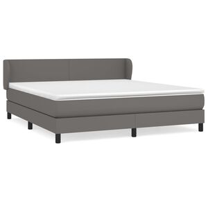 vidaXL Boxspring met matras kunstleer grijs 160x200 cm