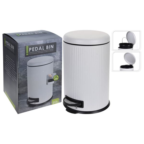 Excellent Houseware Pedaalemmer met zachtsluitend deksel 20 L matwit