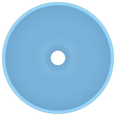 vidaXL Wastafel rond 32,5x14 cm keramiek mat lichtblauw