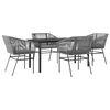 vidaXL 5-delige Tuinset met kussens poly rattan glas grijs