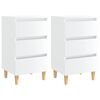 vidaXL Nachtkastjes 2 st met houten poten 40x35x69 cm hoogglans wit