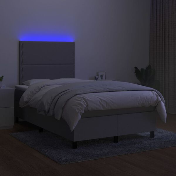 vidaXL Boxspring met matras en LED stof lichtgrijs 120x200 cm