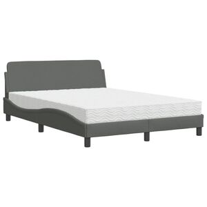 vidaXL Bed met matras "Dover" stof donkergrijs 140x190 cm