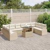 vidaXL Tuin Sofa Set met opslag 11 pcs Beige en Cr&egrave;me poly rattan