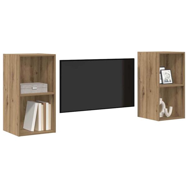 vidaXL Tv-meubelset 2 pcs Artisan Eiken 37 x 37 x 72 cm Bewerkt hout