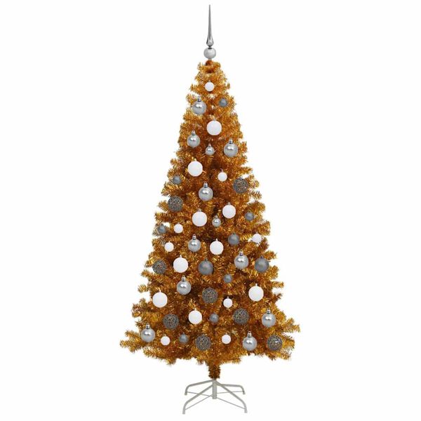 vidaXL Kerstboom met 300 LED met standaard Goud 180 cm PET