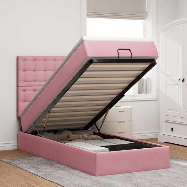 vidaXL Ottoman bed met matrassen 80x200cm fluweel roze