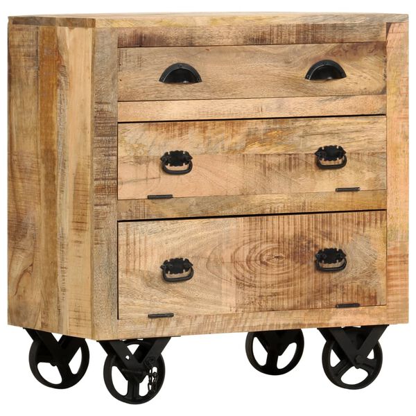 vidaXL Bijzetkast op wieltjes 70x40x75 cm massief mangohout