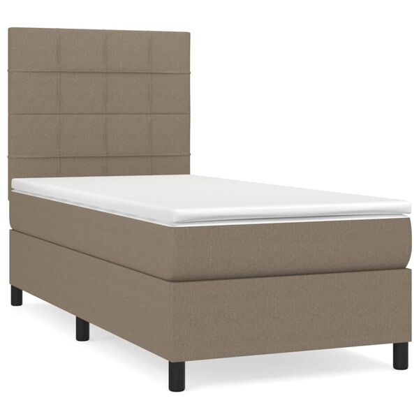 vidaXL Boxspring met matras stof taupe 90x200 cm