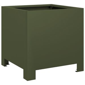 vidaXL Plantenbak 30x30x30 cm staal olijfgroen
