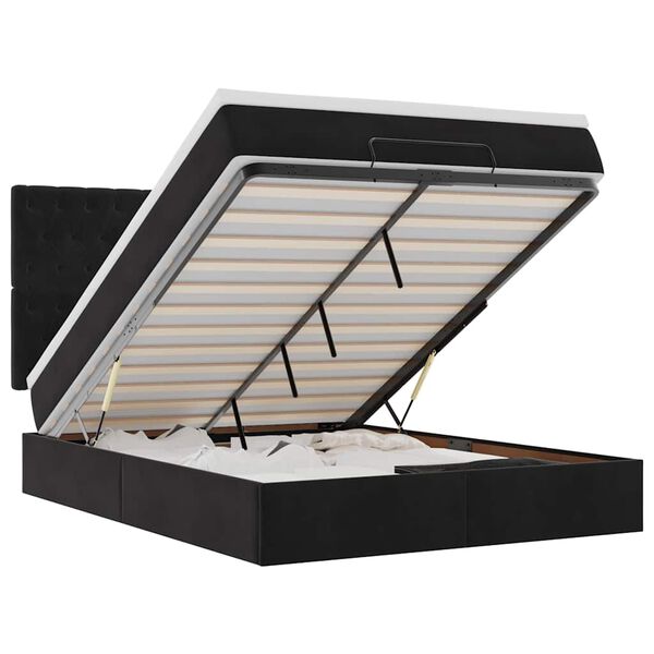vidaXL Ottoman bed met matrassen en LED's 140x200cm fluweel zwart