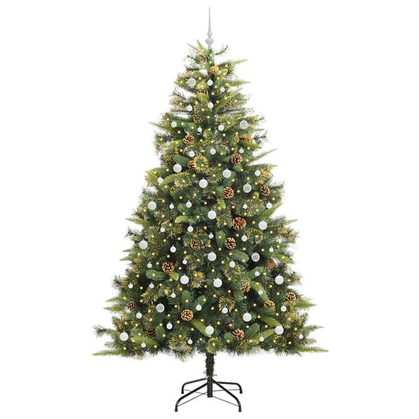 vidaXL Kunstmatige Scharnier Kerstboom met Cones Groen 240 cm