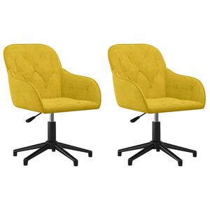 vidaXL Eetkamerstoelen draaibaar 2 st fluweel geel