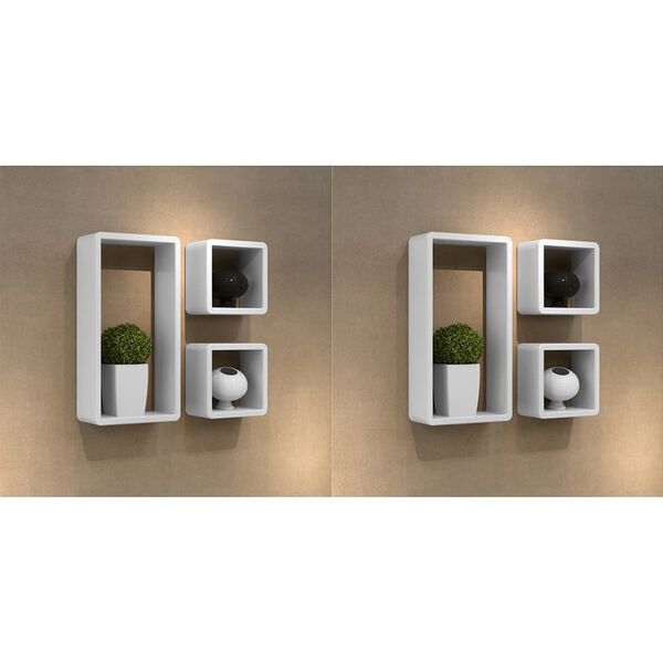 vidaXL Wandplanken kubus 6 st wit
