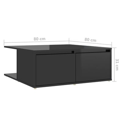 vidaXL Salontafel 80x80x31 cm spaanplaat hoogglans zwart