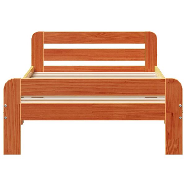 vidaXL Bedframe zonder matras massief grenenhout wasbruin 75x190 cm