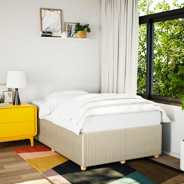 vidaXL Bedframe zonder matras 120x190 cm stof crèmekleurig