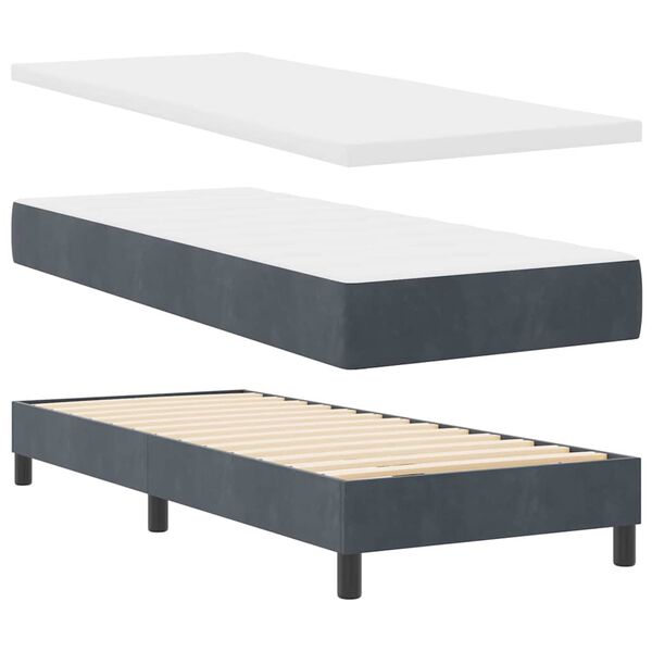 vidaXL Boxspringbed met matras Donkergrijs 200 x 80 cm Fluweel